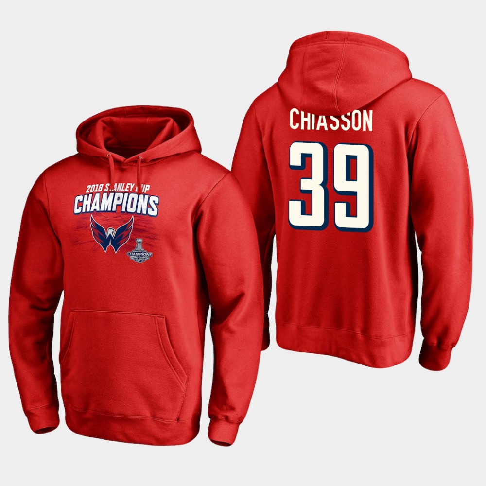 NHL Men Washington capitals #39 alex chiasson 2018 stanley cup champions pullover hoodie
